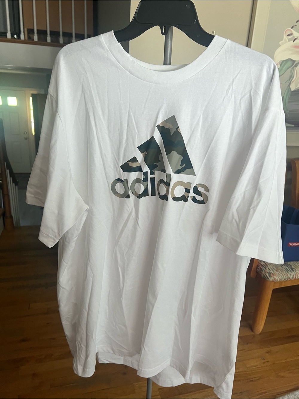 adidas White Short Sleeve Tee with Camouflage Logo